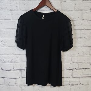 Polka Dot Mesh Sleeve Tee